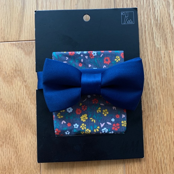 H&M Bow Tie (BLUE) & Handkerchief (FLORAL) - Picture 1 of 3